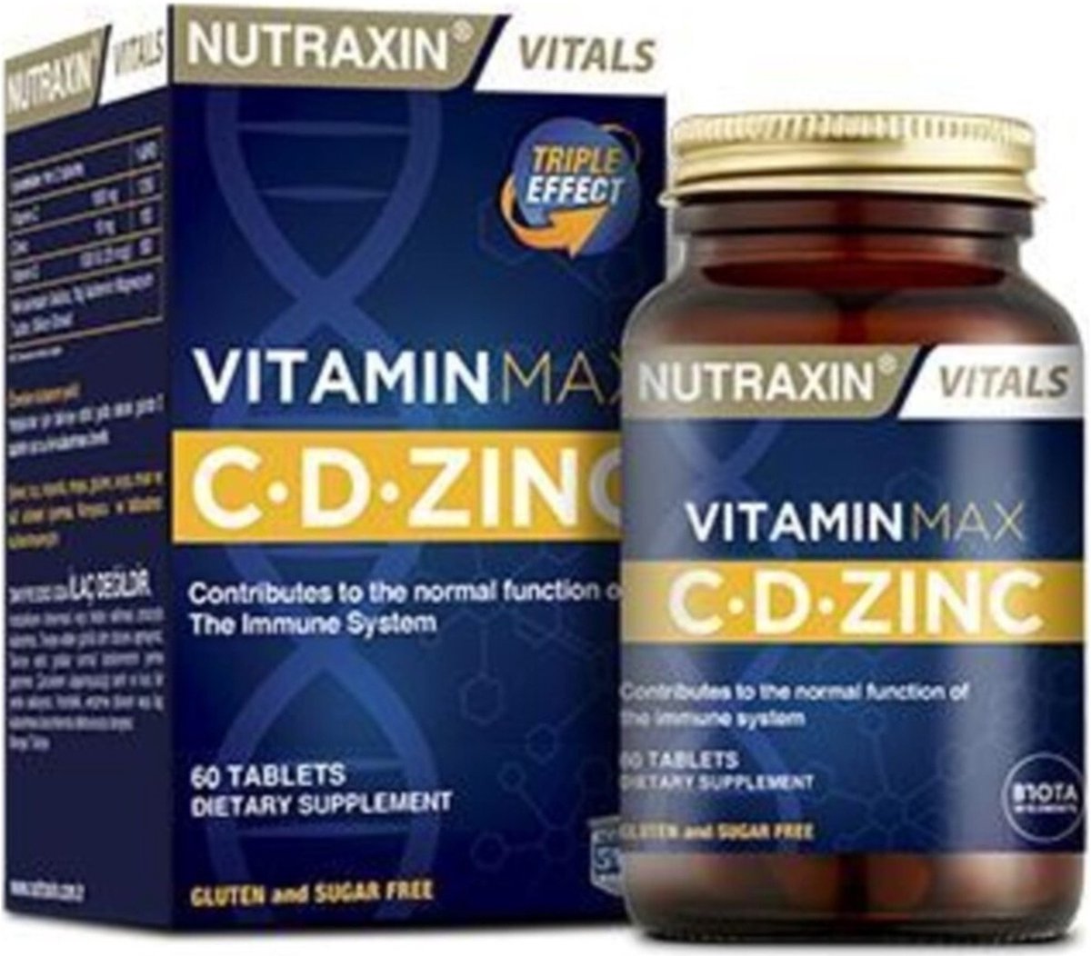 Goedkoopste Nutraxin Vitamin Max C D Zinc – 60 Tabletten – Immuun Booster – Vitamine C, D & Zink – Glutenvrij & Suikervrij
