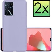 Hoes Geschikt voor OPPO A16 Hoesje Cover Siliconen Back Case Hoes - Lila - 2x