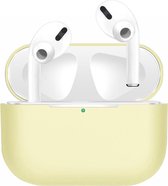 Jumada's Apple Airpods hoesje - "Geschikt" voor Airpods Pro - Softcase - Geel - Beschermhoesje + Opberg haak