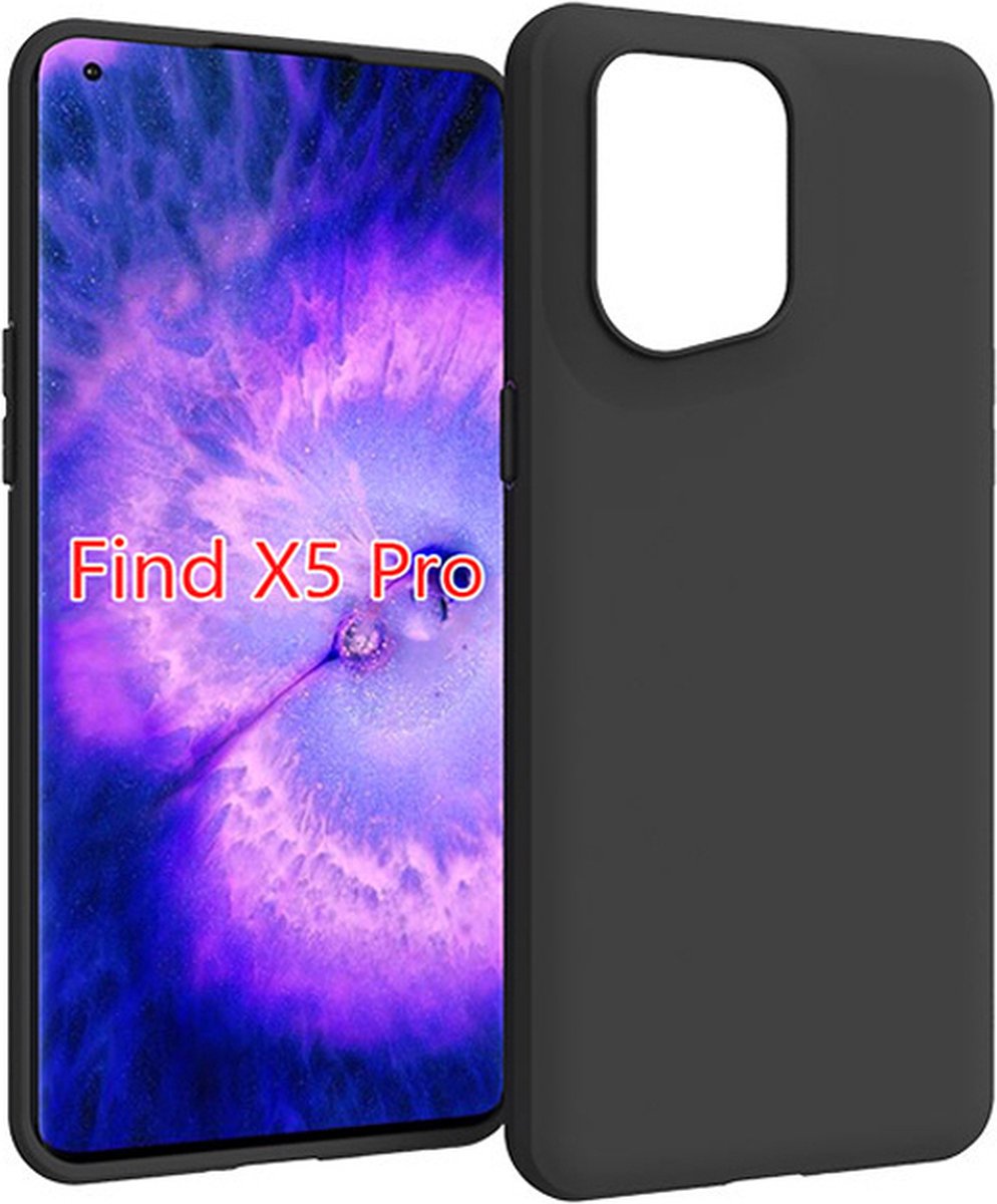MoDo hoesje Geschikt voor Oppo Find X5 Pro - Siliconen Back Cover - Zwart