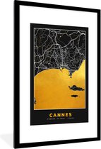 Fotolijst incl. Poster - Kaart – Plattegrond – Frankrijk – Cannes - Stadskaart - 80x120 cm - Posterlijst