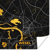 Poster Black and Gold – Stadskaart – Wesel – Duitsland – Plattegrond – Kaart - 30x30 cm