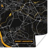 Poster Goud – Duitsland – Plattegrond – Gold – Stadskaart – Kaart – Sankt Augustin - 100x100 cm XXL