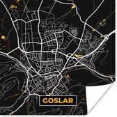 Poster Black and Gold – Stadskaart – Goslar – Duitsland – Plattegrond – Kaart - 100x100 cm XXL