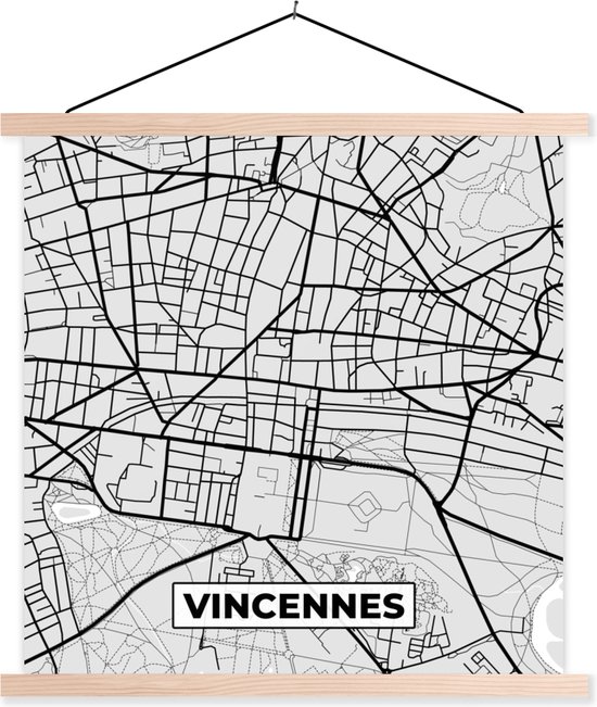 Porte-affiche avec Poster - Affiche scolaire - Carte - Plan de la ville - Vincennes - Carte - France - 40x40 cm - Lattes vierges