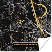 Poster Ludwigshafen Am Rhein - Goud - Plattegrond - Kaart - Stadskaart - Duitsland - 30x30 cm