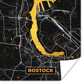 Poster Rostock - Stadskaart - Plattegrond - Goud - Kaart - Duitsland - 50x50 cm