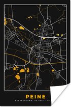 Poster Peine - Stadskaart - Black and Gold - Kaart - Duitsland - Plattegrond - 20x30 cm