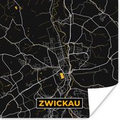 Poster Zwickau - Stadskaart - Plattegrond - Kaart - Duitsland - Goud - 75x75 cm
