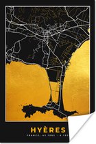 Affiche Carte - Hyères - Plan de ville - Carte - France - 60x90 cm