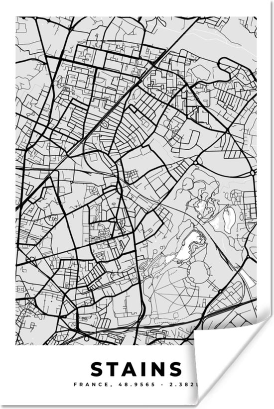 Poster Frankrijk – Plattegrond – Kaart – Stains – Stadskaart - 60x90 cm