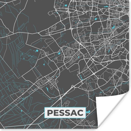 Poster Pessac - Kaart - Plattegrond - Stadskaart - Frankrijk