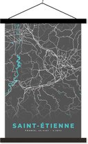 Porte-affiche avec Poster - Affiche scolaire - Saint-Étienne - France - Plan de la ville - Carte - Plan - 60x90 cm - Lattes noires