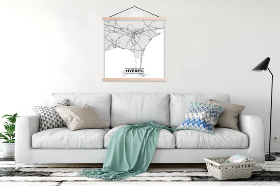 Porte-affiche avec affiche - Affiche scolaire - France - Hyères - Plan de la ville - Plan d'étage - Carte - 120x120 cm - Lattes vierges