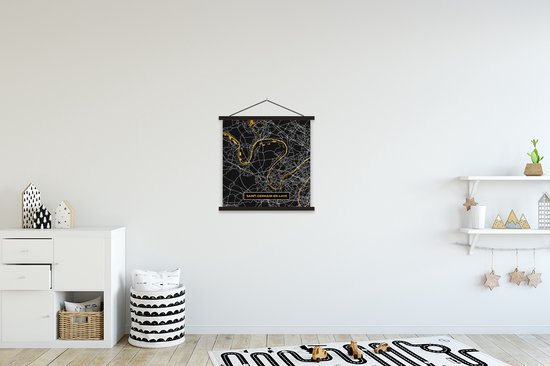 Porte-affiche avec affiche - Affiche scolaire - Saint-Germain-en-Laye - Carte - France - Carte - Plan de la ville - 40x40 cm - Lattes noires