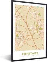 Fotolijst incl. Poster - Erfstadt - Kaart - Stadskaart - Vintage - Plattegrond - 80x120 cm - Posterlijst