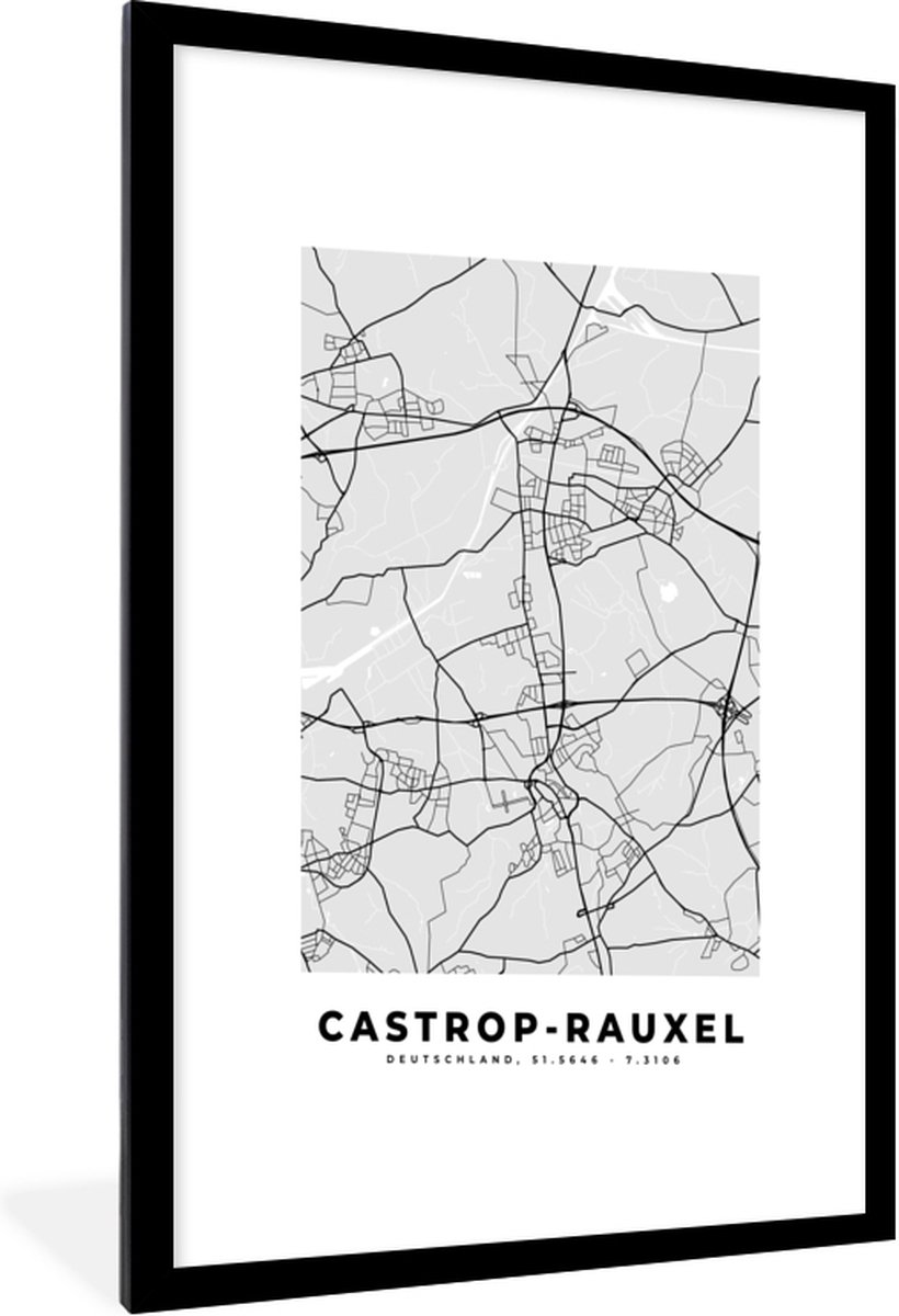 Fotolijst incl. Poster - Stadskaart - Duitsland - Plattegrond - Castrop-Rauxel - Kaart - 60x90 cm - Posterlijst