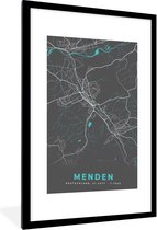 Fotolijst incl. Poster - Duitsland – Blauw – Menden – Stadskaart – Kaart – Plattegrond - 60x90 cm - Posterlijst