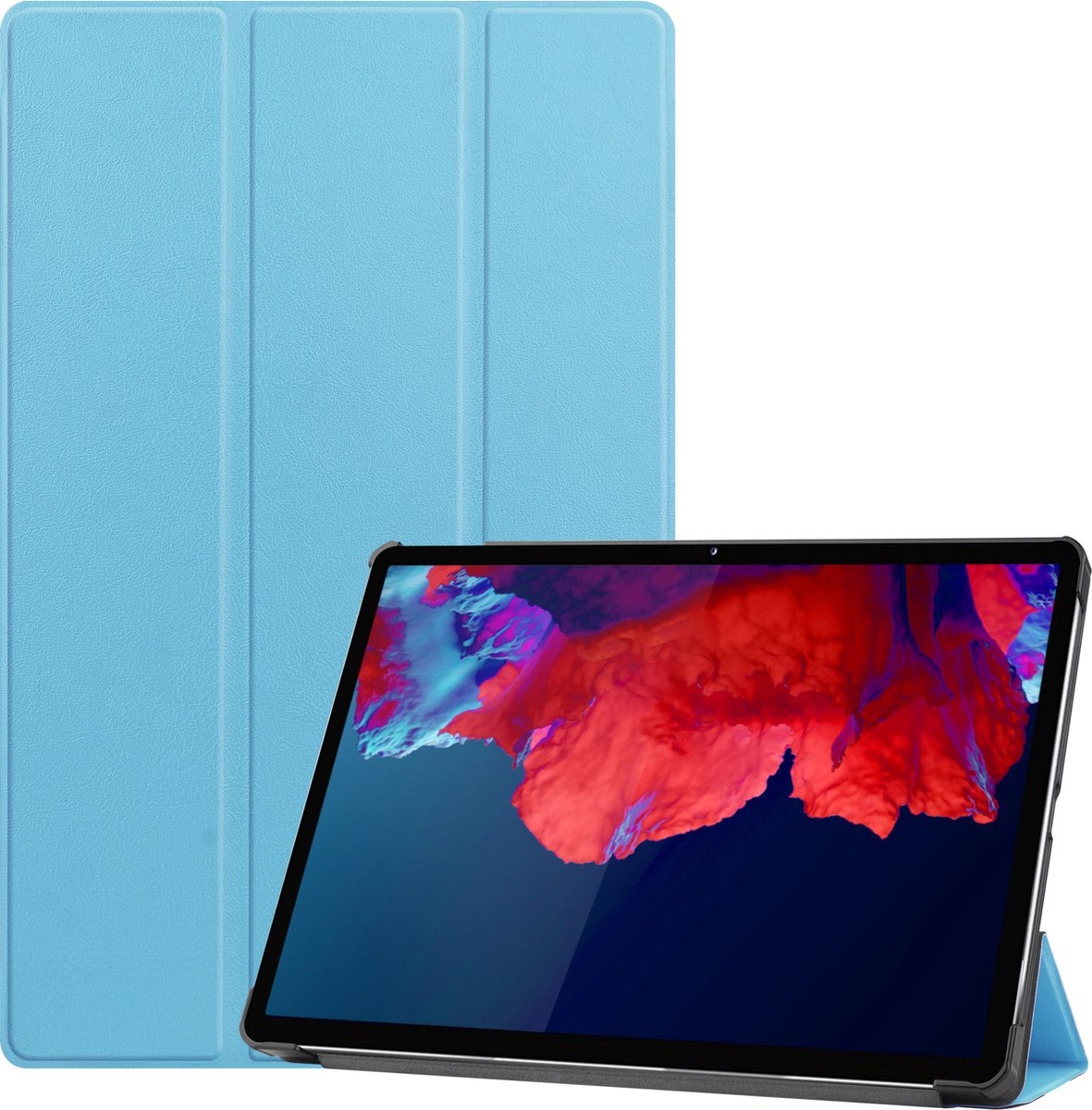 Hoesje Geschikt voor Lenovo Tab P11 Plus Hoes Case Tablet Hoesje Tri-fold - Hoes Geschikt voor Lenovo Tab P11 Plus Hoesje Hard Cover Bookcase Hoes - Lichtblauw