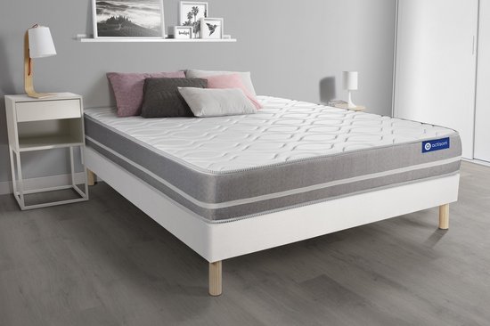 Complete boxspring met matras tweepersoons- Actisom Actimemo touch wit - Traagschuim - 120 x 190 cm