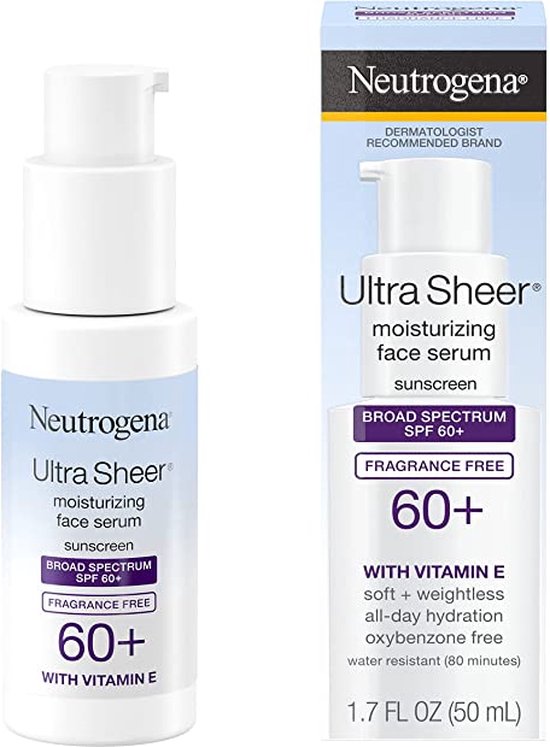 Neutrogena Ultra Sheer Moisturizing Face Serum with Vitamin E & SPF 60+,