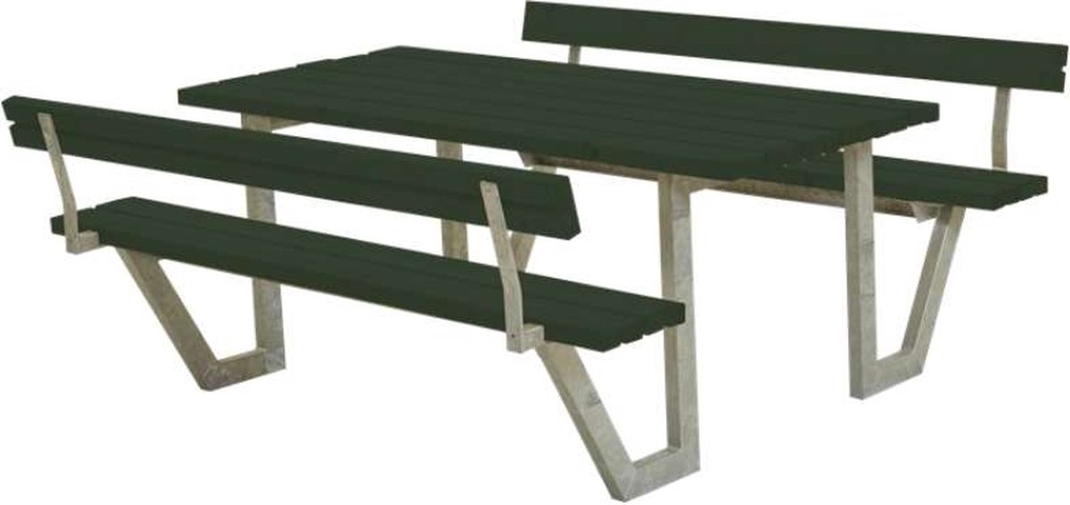 Picknicktafel vuren gegrond groen - Wega 2 rugleuning 185 x 177 x 76 cm