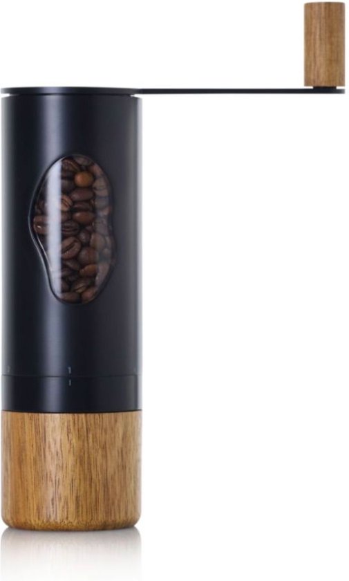 Koffiemolen Mrs. Bean, 0.62 Liter, Zwart, RVS/Acaciahout - AdHoc