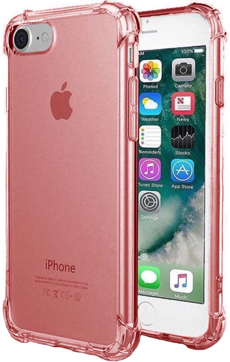 Smartphonica iPhone 7/8 transparant siliconen hoesje - Rood / Back Cover