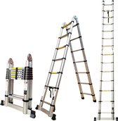 Truskore® Multifunctionele Telescopische ladder 5.0 meter - Aluminium - Professionele Vouwladder - Telescoop ladder - Stevig & Vertrouwd en inclusief Draagtas