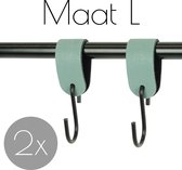 2x Leren S-haak hangers - Handles and more® | VAALGROEN - maat L (Leren S-haken - S haken - handdoekkaakje - kapstokhaak - ophanghaken)