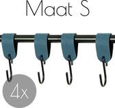 4x S-haak hangers - Handles and more® | PETROL - maat S (Leren S-haken - S haken - handdoekkaakje - kapstokhaak - ophanghaken)