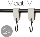 2x Leren S-haak hangers - Handles and more® | LICHTGRIJS - maat M  (Leren S-haken - S haken - handdoekkaakje - kapstokhaak - ophanghaken)