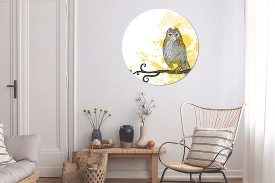 Illustration de l'assiette en plastique hibou Wall Circle ⌀ 90 cm - impression photo sur cercle mural / cercle vivant (décoration murale)