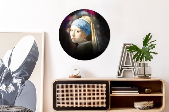 Cercle mural - Plastique - Boucle d'oreille La Fille à la perle - Vermeer - Art - ⌀ 60 cm