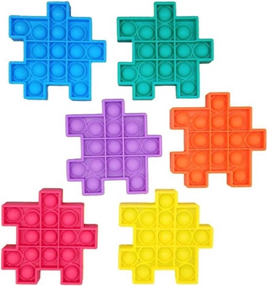 Fidget Toy Pop it puzzel - Puzzel Speelgoed - Anti stress - Vierkant - 6 stuks - Merkloos