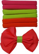 Jessidress® Setje van Neon Haar elastieken met haarclip Meisjes Elastiekjes Haarstrikje - Oranje