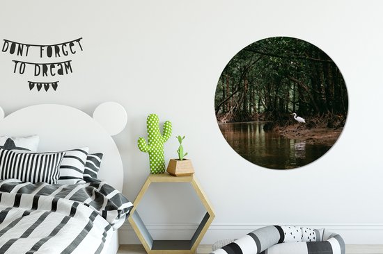 Cercle Mural - Cercle Mural Intérieur - Héron - Forêt - Lac - ⌀ 90 cm - Décoration murale - Peintures Ronds