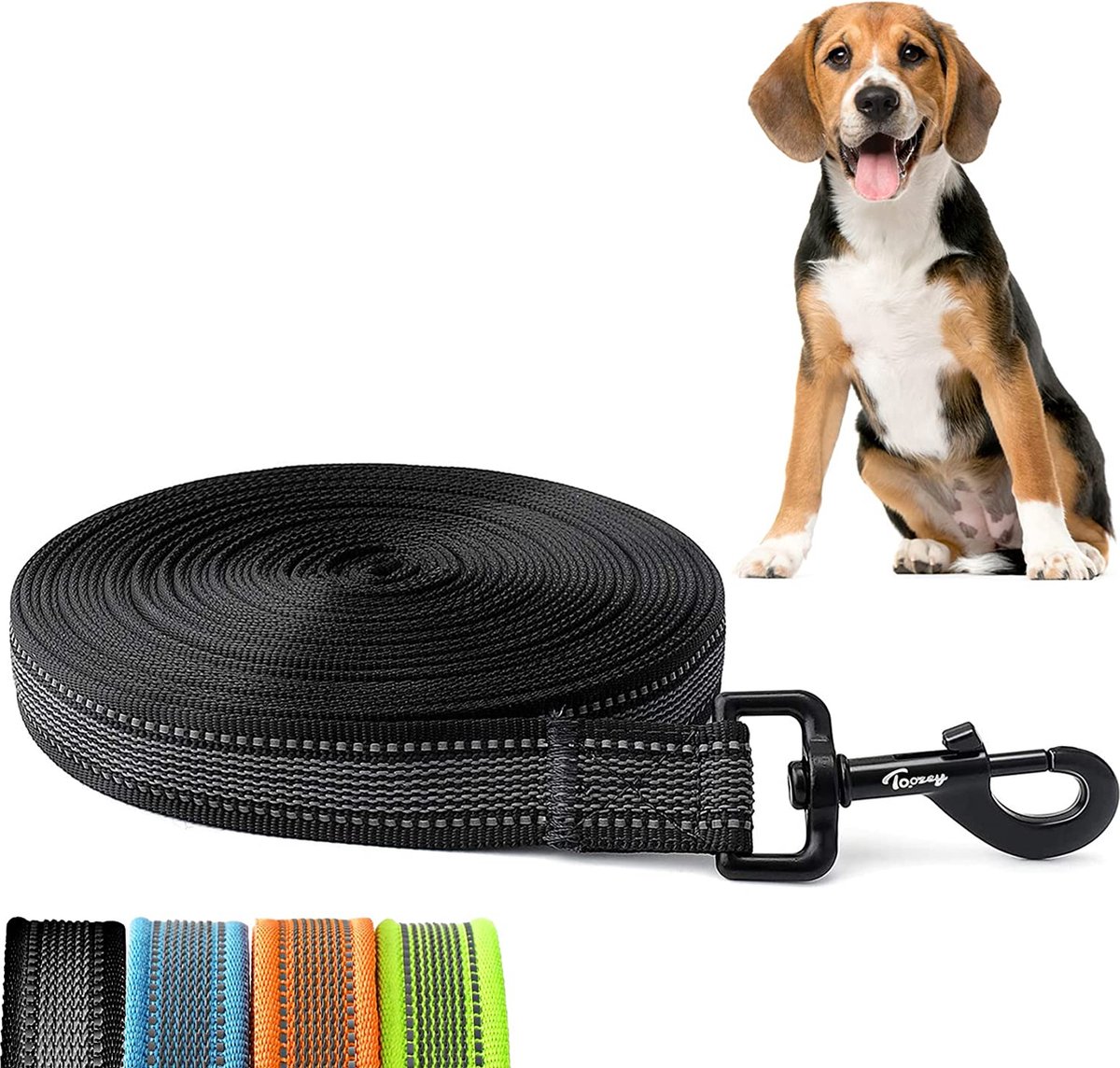 Looplijn voor honden, 15 m, waterdichte hondenriem, ronde lijn zonder lus, veilige vrijloop-trainingslijn, roze, tot 35 kg