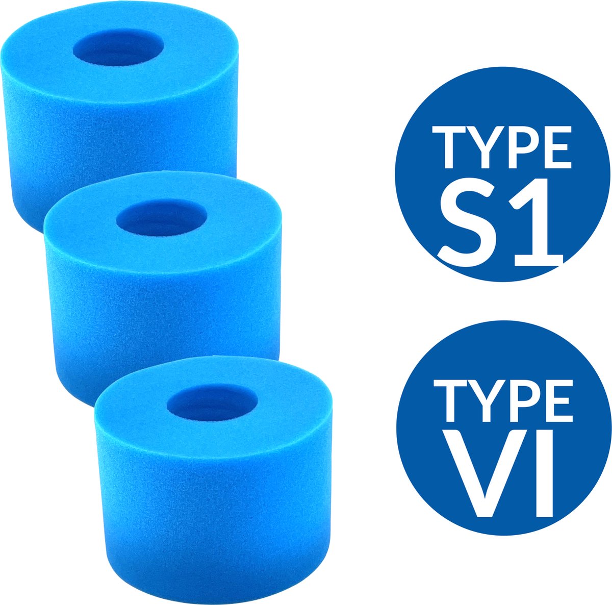 3x Jacuzzi Filter Cartridge - Uitwasbaar - Duurzamer - Geschikt voor Intex Type S1 & Bestway Type VI - Foam Filter voor Jacuzzi Onderhoud
