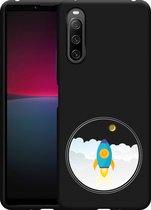 Xperia 10 IV Hoesje Zwart To the Moon - Designed by Cazy