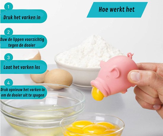 Supertarget - Siliconen eierscheider Varken - Eidooier scheider - dooier verdeler - Egg Separator - keuken gadgets - keukengerei - hulpmiddelen voor in de keuken -
