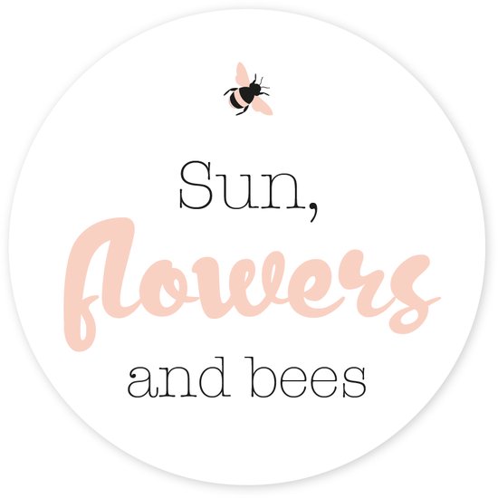 Muurcirkel - wandcirkel - tekst - tuin - dibond - sun - flowers - bees - tuincirkel - ⌀ 25 cm - wanddecoratie - ronde schilderijen - buiten - wallcircle - Coszy