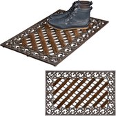 Relaxdays 2x deurmat gietijzer borstels - voetmat - voetveger - rechthoekige buitenmat