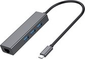 NÖRDIC USBC-N1185 USB-C naar RJ45 Netwerkadapter - 3xUSB 3.1 - 5Gbps - Space grey