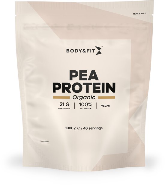 Body & Fit Pea Protein Organic - Plantaardig Eiwitpoeder - Vegan Eiwitshake - Biologisch Erwten Eiwit - 1000 gram (40 Shakes)