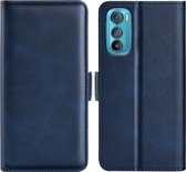 Motorola Edge 30 Hoesje - MobyDefend Luxe Wallet Book Case (Sluiting Zijkant) - Blauw - GSM Hoesje - Telefoonhoesje Geschikt Voor Motorola Edge 30