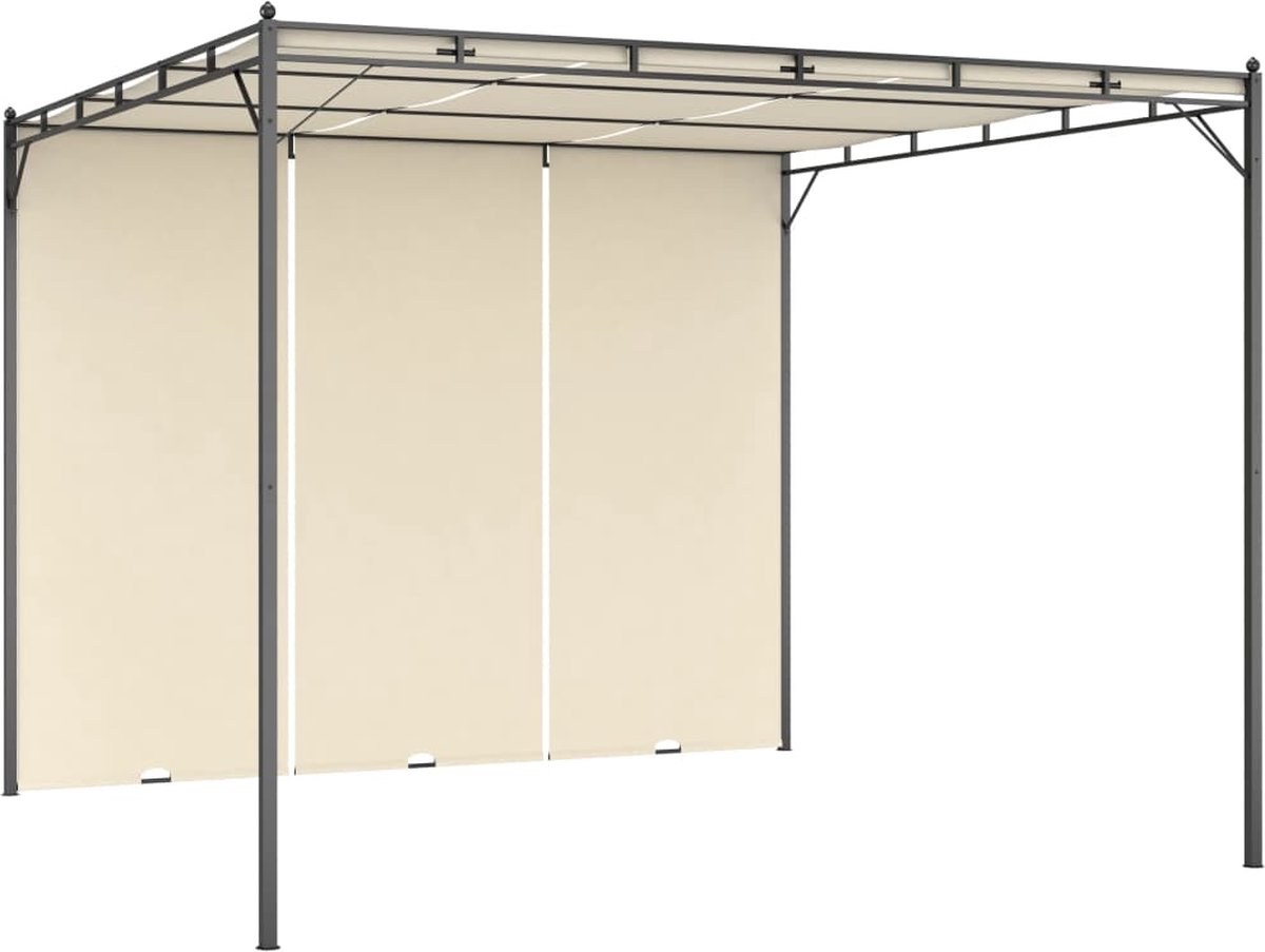 vidaXL Tuinprieel met zijgordijn 4x3x225 m crème
