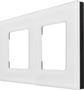 Maclean - Cadre en verre 2 voies pour prise murale / Prise murale modulaire encastrée (panneau vitré 2 voies pour prise murale, blanc)