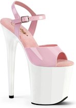 Pleaser - FLAMINGO-809 Sandaal met enkelband, Paaldans schoenen - US 7 - 37 Shoes - Roze/Wit