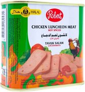 Robert luncheon Meat Ingeblikte Halal Kip Scherp 2 x 340 Gram